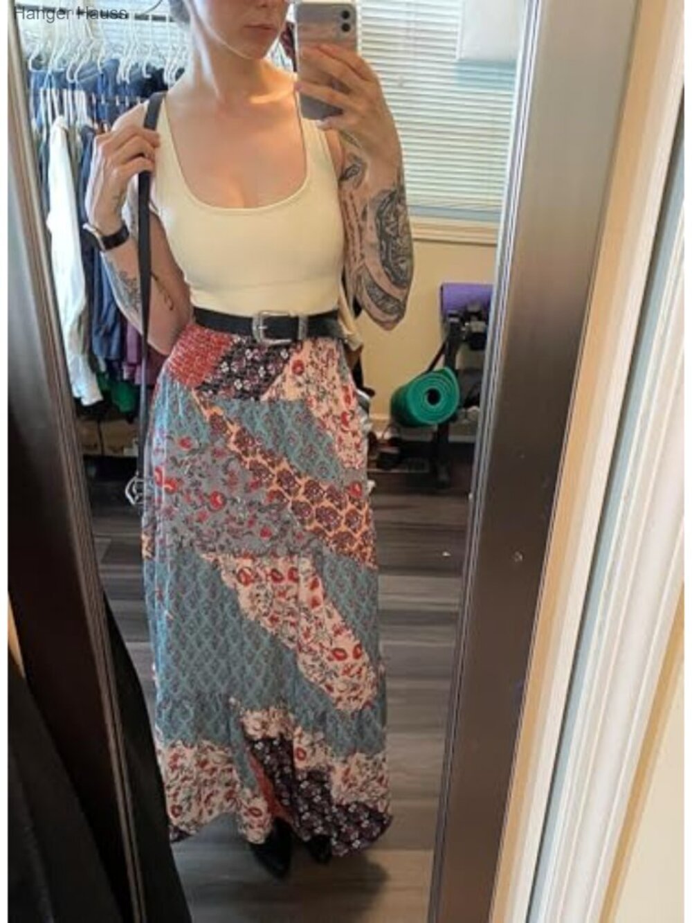 Womens Floral Print Boho Maxi Skirt Elastic High Waist Pleated Ruffle Flowy - Picture 5 of 6